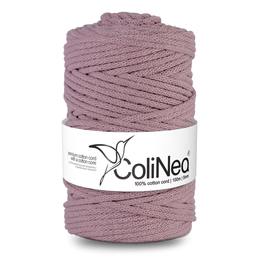 ColiNea, cordon en coton avec âme en coton, tressé, 5mm, 100m, rose sale