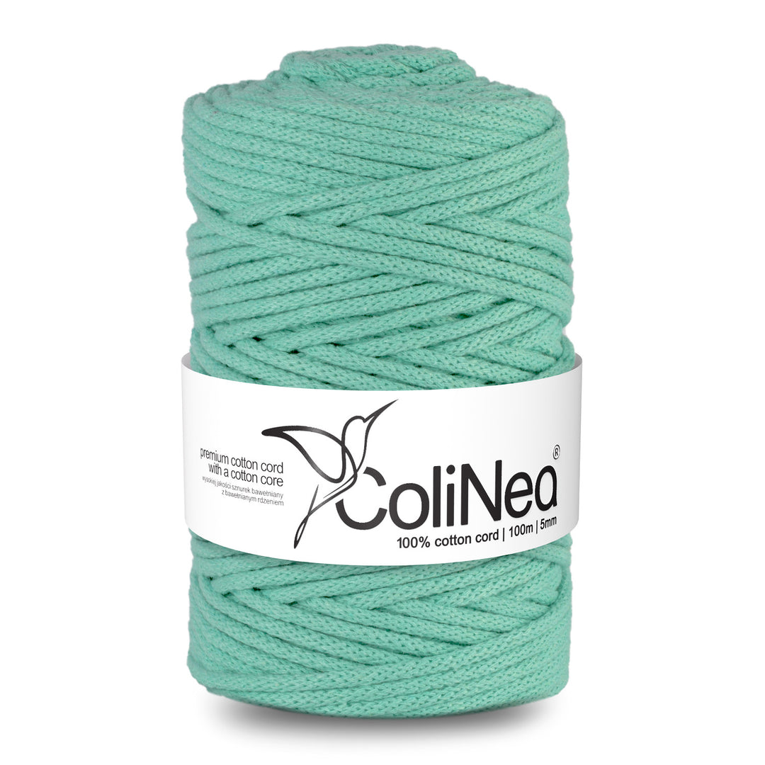 ColiNea, cordon en coton avec âme en coton, tressé, 5mm, 100m, céladon