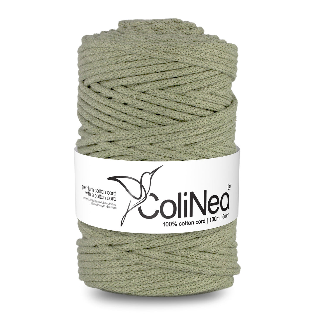 ColiNea, cordon en coton avec âme en coton, tressé, 5mm, 100m, vert olive