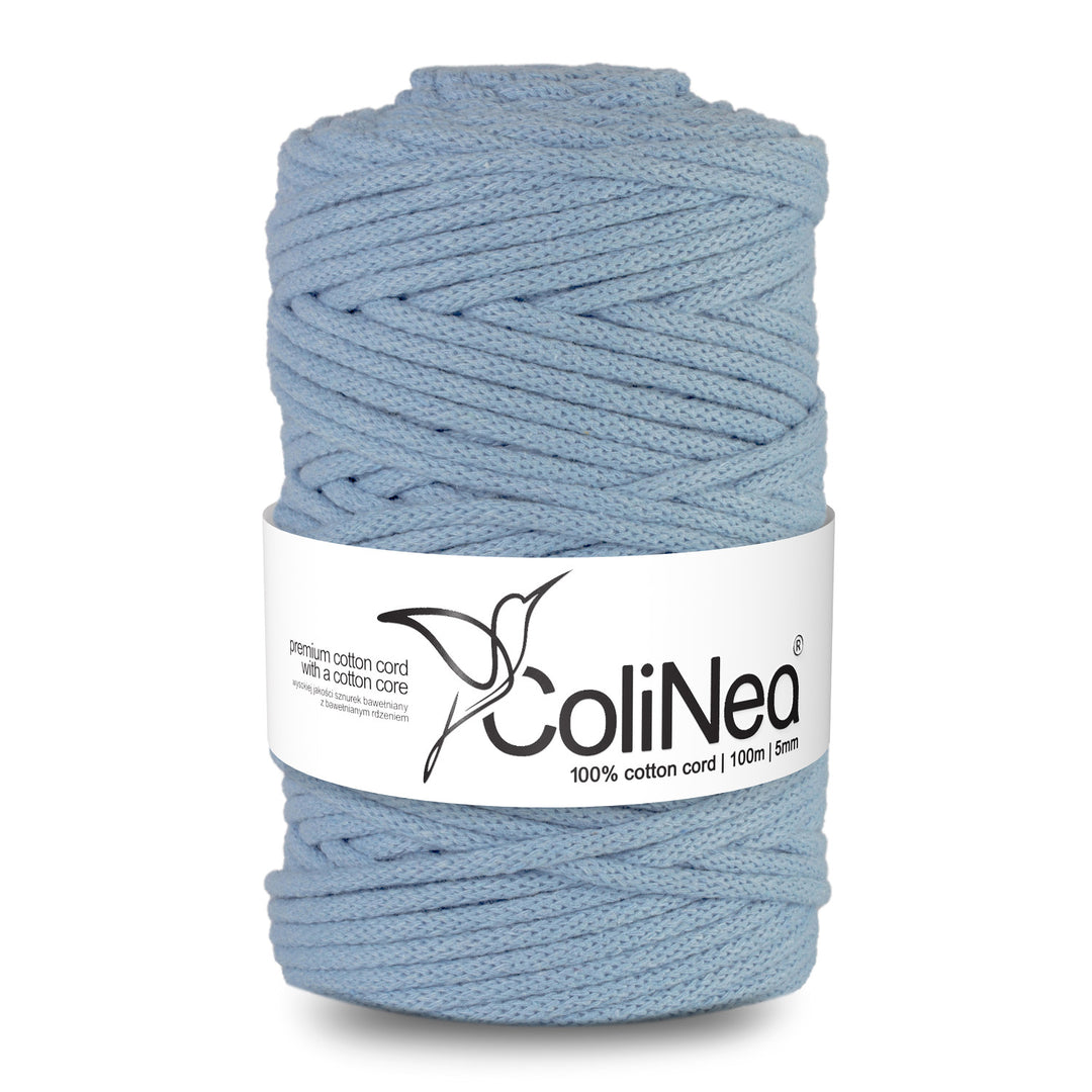 ColiNea, cordon en coton avec âme en coton, tressé, 5mm, 100m, bleu