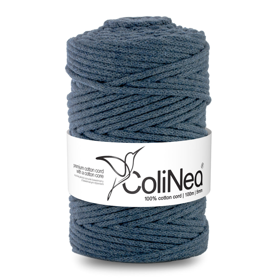 ColiNea, cordon en coton avec âme en coton, tressé, 5mm, 100m, light denim