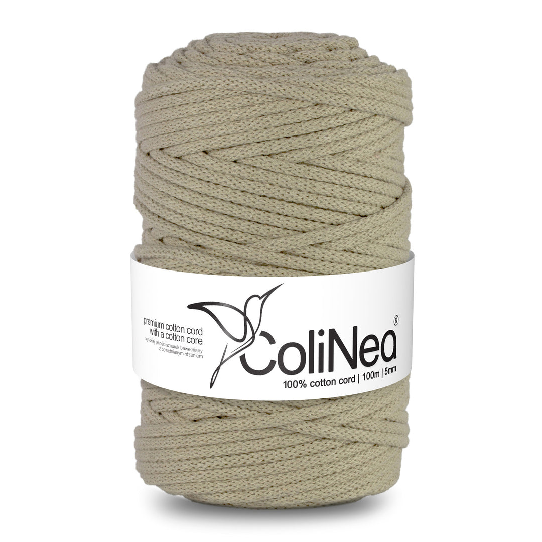 ColiNea, cordon en coton avec âme en coton, tressé, 5mm, 100m, beige clair