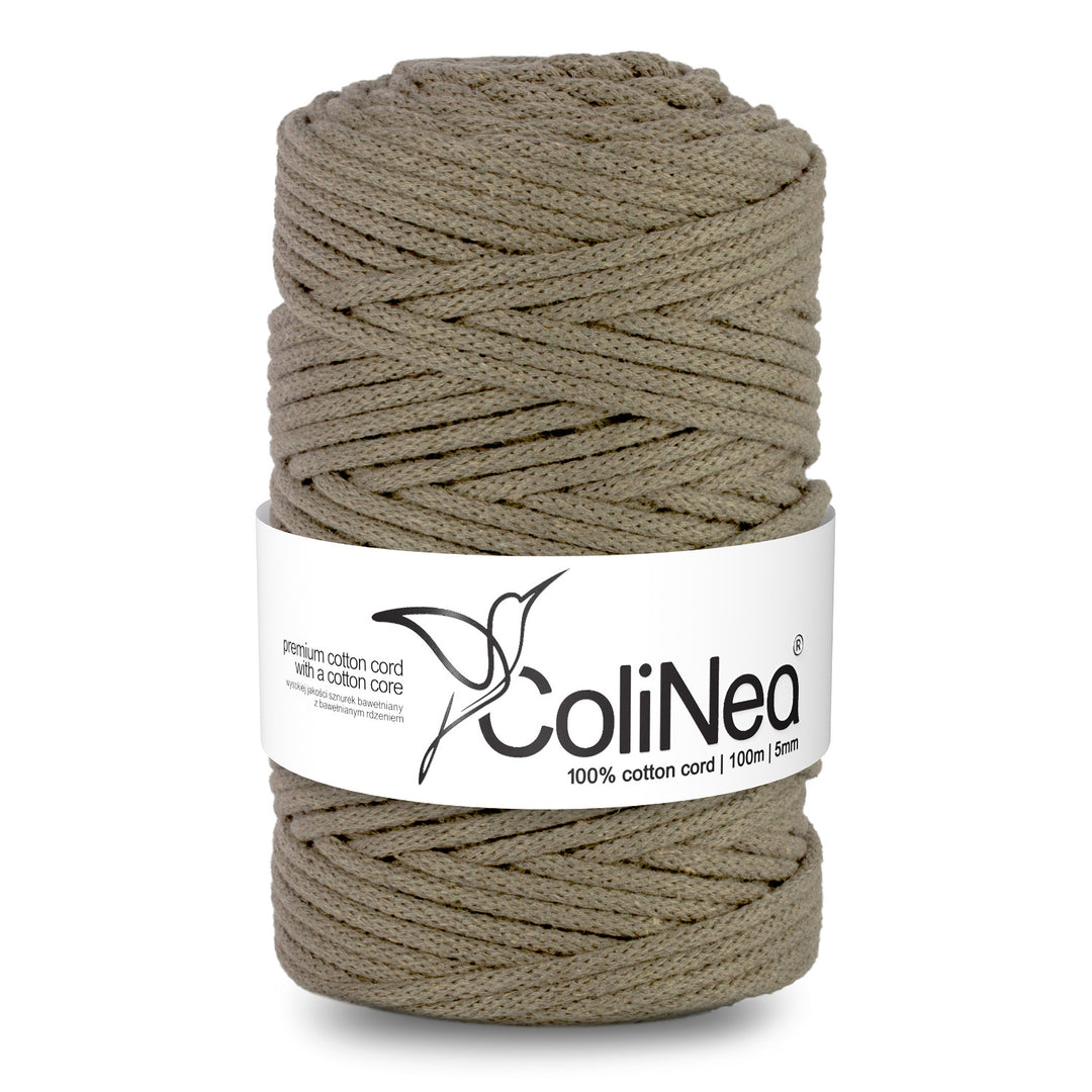 ColiNea, cordon en coton avec âme en coton, tressé, 5mm, 100m, beige foncé