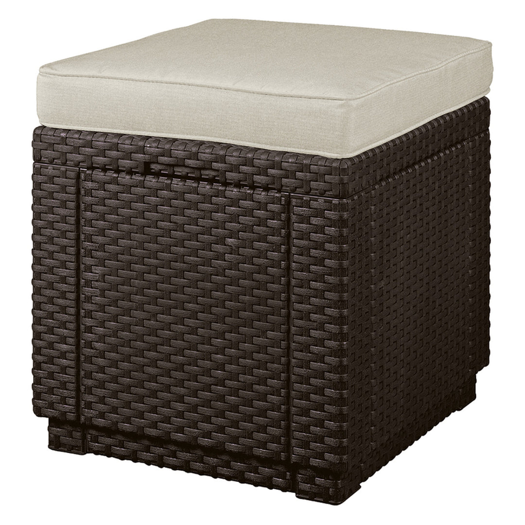 Keter zitting, met kussen, opbergfunctie, bruin, Cube met kussen