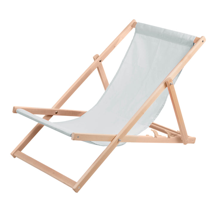 2 chaises longues confortables en bois, couleur cendre claire, idéales pour la plage, balcon, terrasse