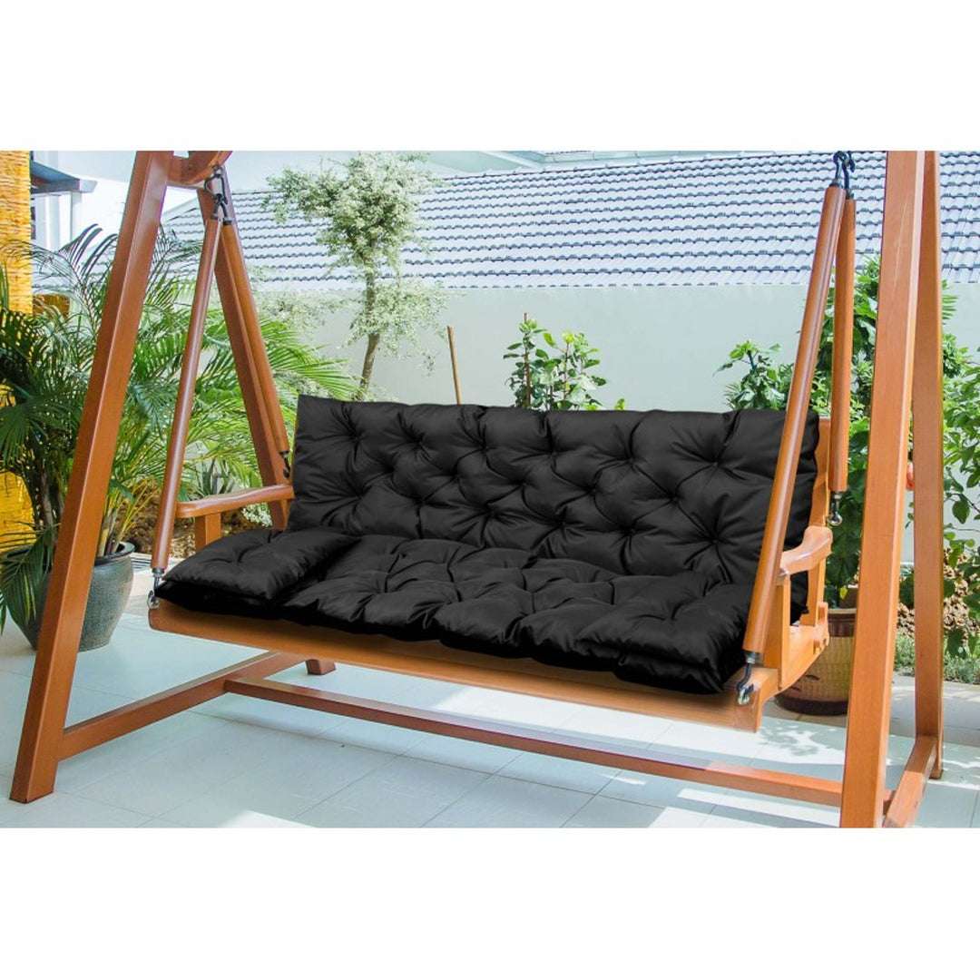 Zwarte tuinset 100x60x50cm + 2 kussens 42 x 42 cm