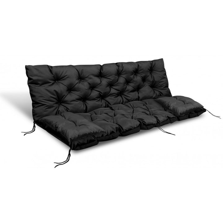 Ensemble de jardin noir 100x60x50cm + 2 coussins 42 x 42 cm