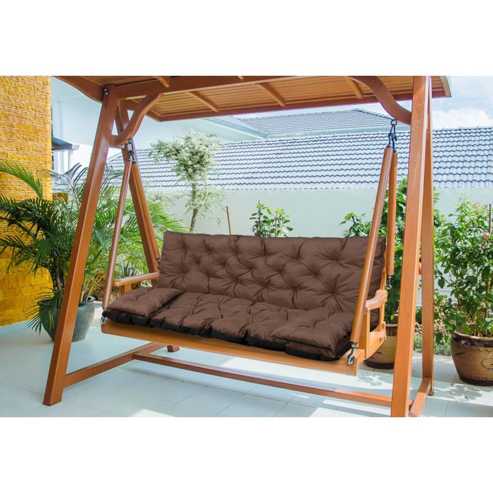 Bruine tuinset 150x60x50cm + 2 kussens 42 x 42 cm