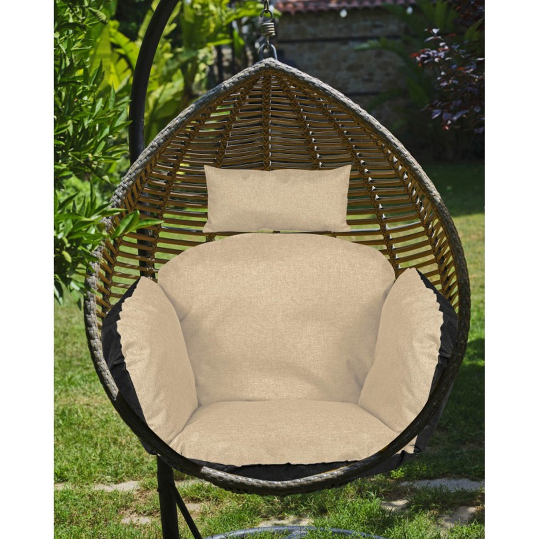 Coussin de jardin 112x113 cm pour nid de cigogne chaise suspendue imperméable beige