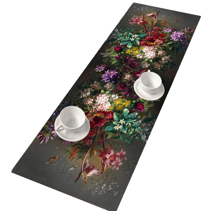 Chemin de table Bertoni, feutre, 95x33cm, imprimé Bouquet