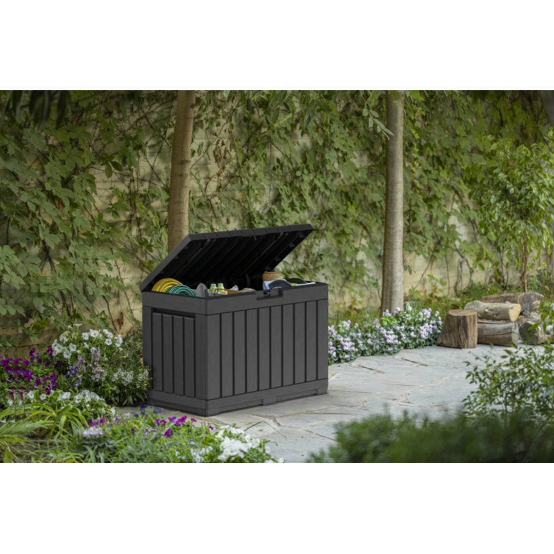 Keter plantenbak, grafiet, zitting, 190L, Kentwood Tuinbak