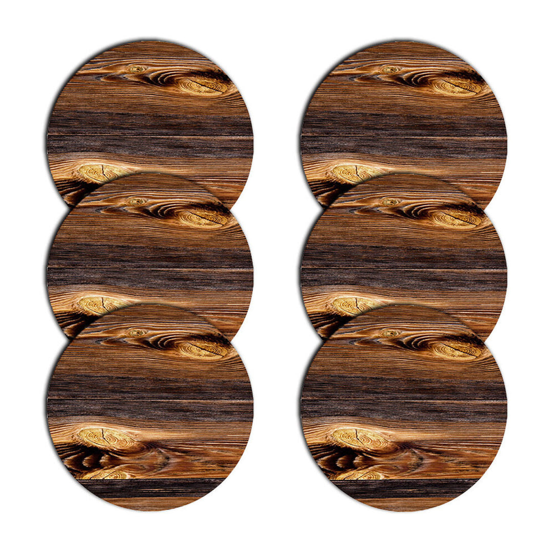 Set de tapis de table Bertoni, 6 pièces, rond, 33 cm, Bois