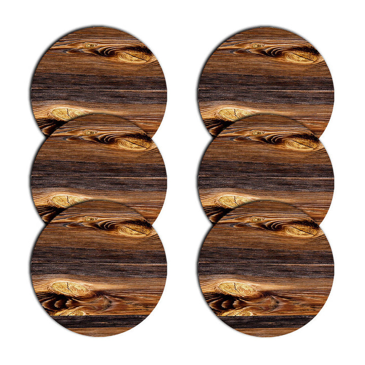 Set de tapis de table Bertoni, 6 pièces, rond, 33 cm, Bois