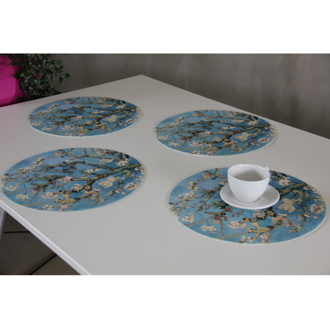 Set de tapis de table Bertoni, 4 pièces, rond, 33 cm, Amande