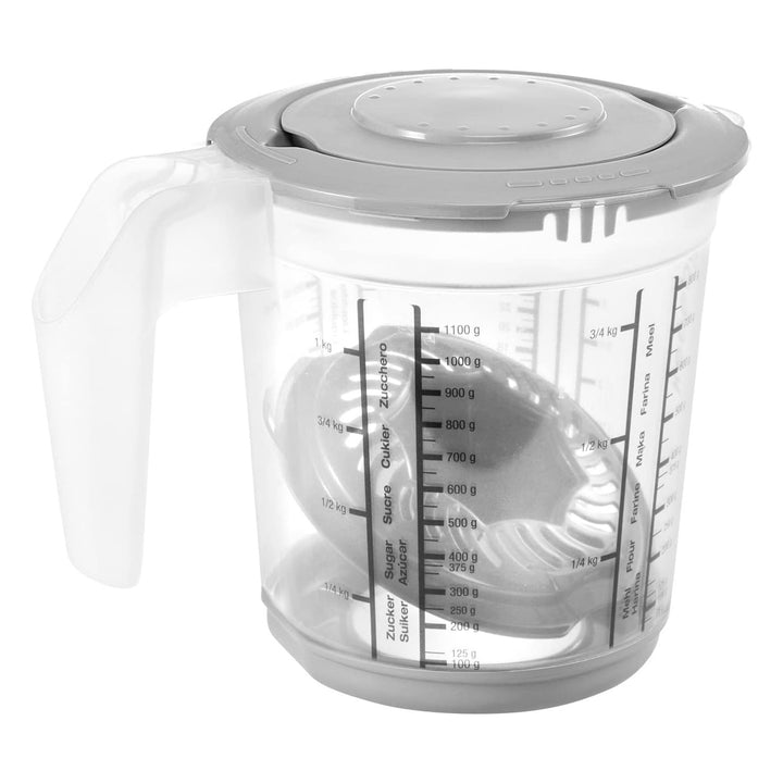 Pitcher-keukenset met deksel, deksel en sapcentrifuge, Matteo Keeper, 1 l, 14x15 cm, Nordic grijs