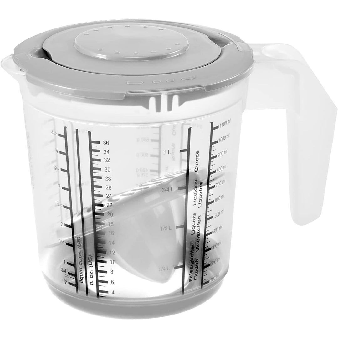 Pitcher-keukenset met deksel, deksel en sapcentrifuge, Matteo Keeper, 1 l, 14x15 cm, Nordic grijs