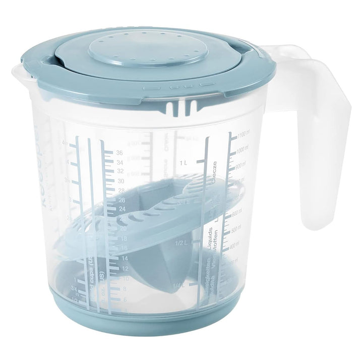 Pitcher-keukenset met deksel, deksel en sapcentrifuge, Matteo Keeper, 1 l, 14x15 cm, Nordic blauw