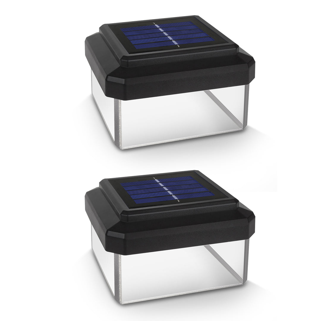 2x GreenBlue LED solarlamp op paal, 100x100mm, mantel, GB128