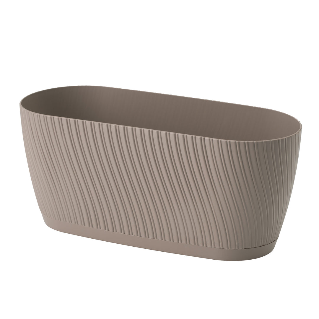 Forme-Boîte en plastique, oblongue, avec base, 27 cm, gris-beige, Mika 27 Eco