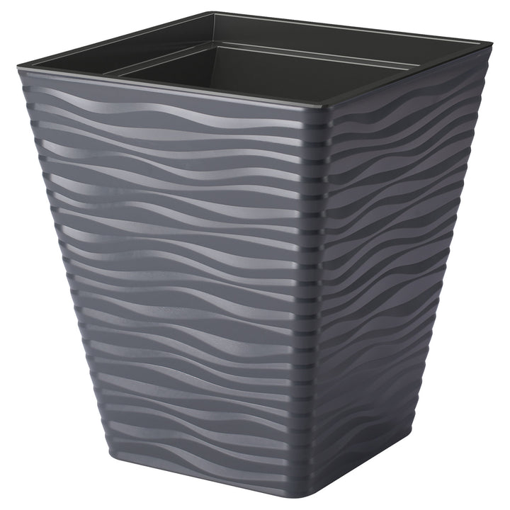 Pot à l'épreuve du gel avec insert Sahara Dunes square 30 cm anthracite