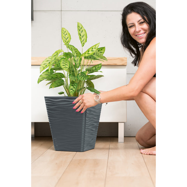 Sahara Dunes 35 cm pot carré en plastique anthracite