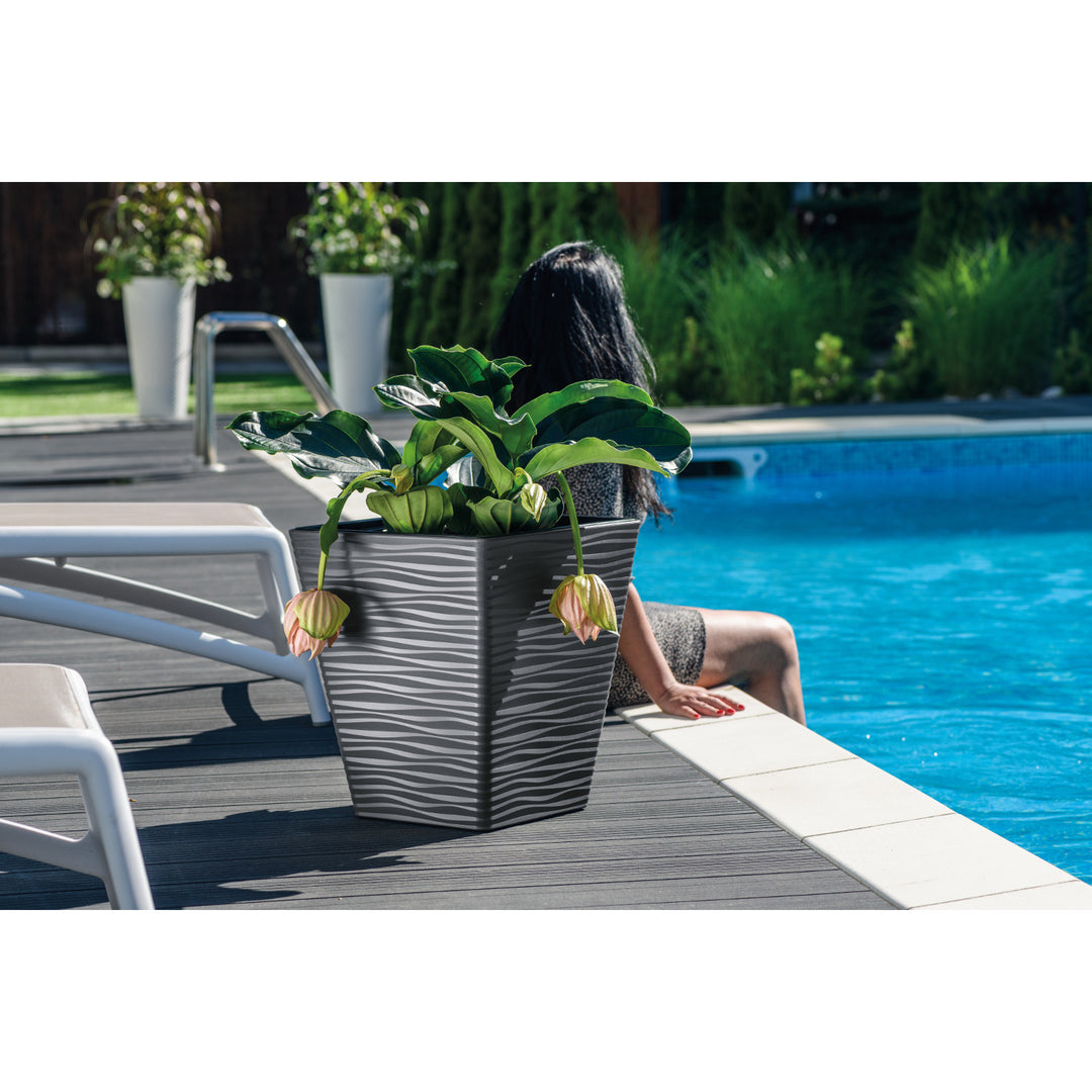 Sahara Dunes 35 cm pot carré en plastique anthracite