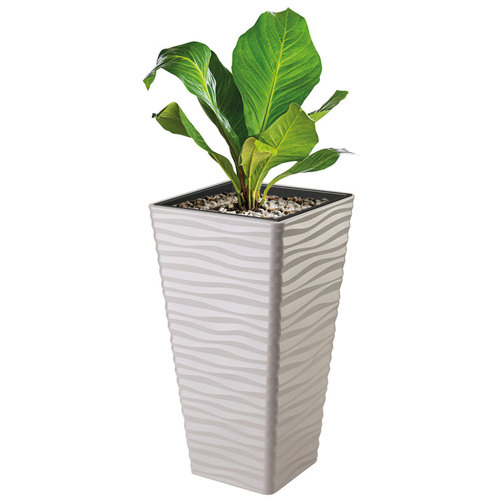 Sahara Dunes Slim Plantenbak vierkant lichtgrijs 30 cm kunststof