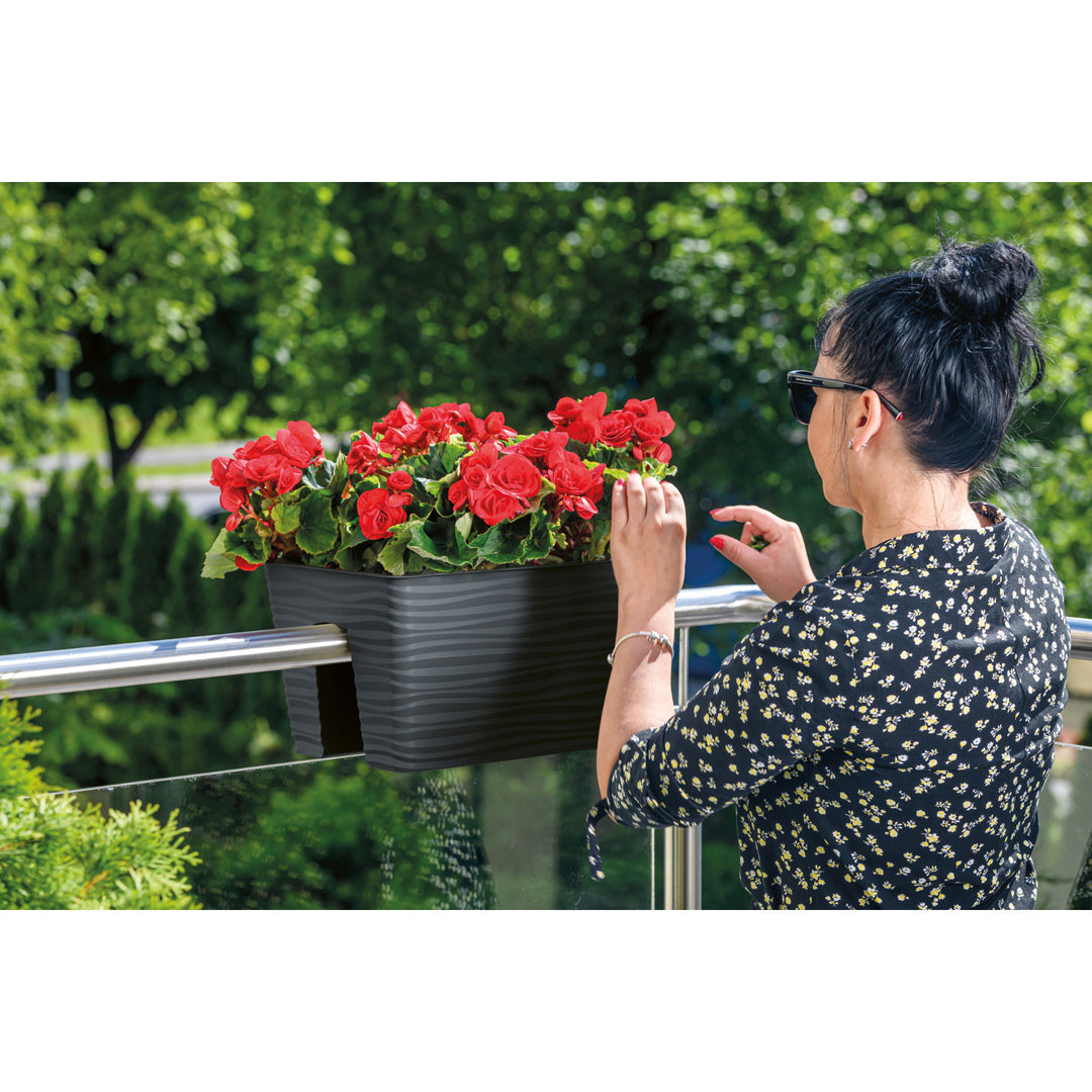 Form-Plastic bloempot, reling, 40cm, PP, antraciet, Sahara 40