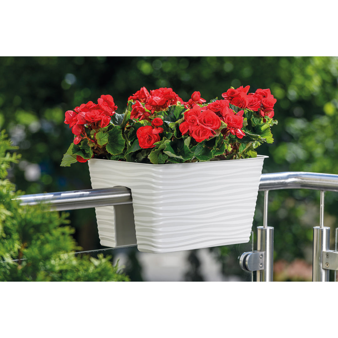 Form-Plastic pot de fleurs, balustrade, 40cm, PP, gris clair, Sahara 40