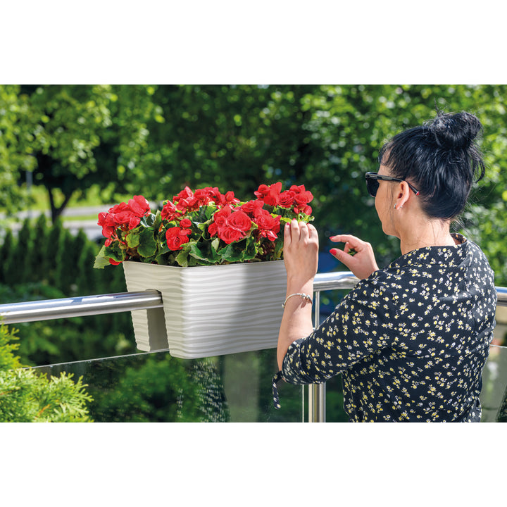 Form-Plastic pot de fleurs, balustrade, 40cm, PP, gris clair, Sahara 40