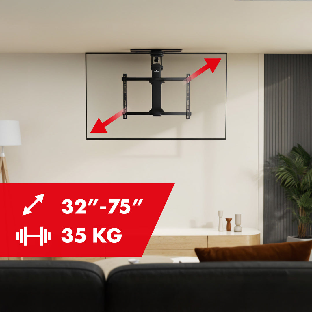 Support électrique Maclean pour TV, support TUYA, max VESA 600x400, 90st swivel, 32"-75", 35kg, MC-490