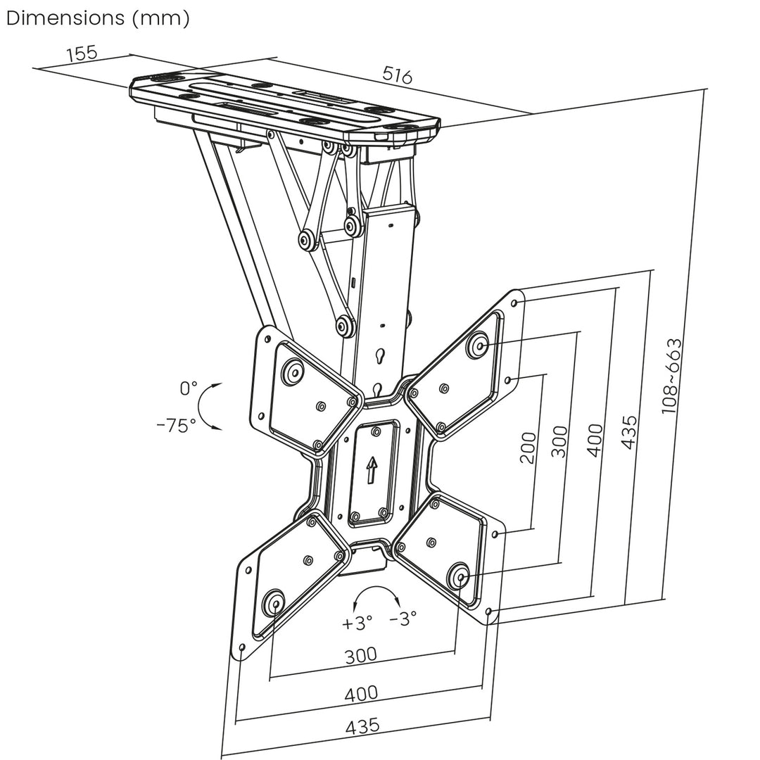 Support électrique Maclean pour TV, support TUYA, max VESA 600x400, télécommande, 23"-55", 30kg, MC-492