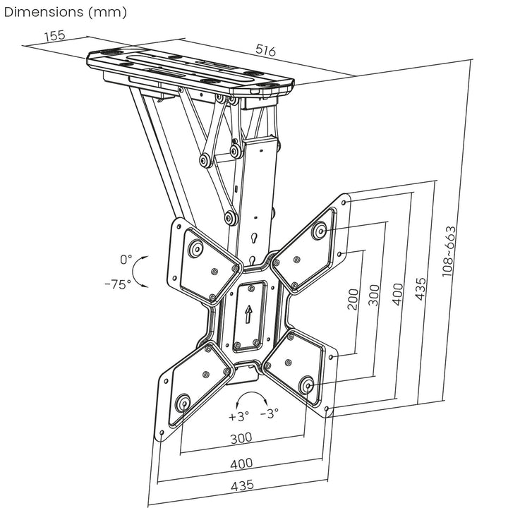 Support électrique Maclean pour TV, support TUYA, max VESA 600x400, télécommande, 23"-55", 30kg, MC-492