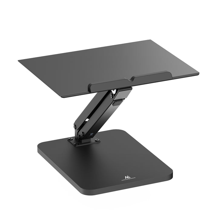 Support de bureau Maclean pour moniteur ou ordinateur portable, vérin à gaz, pour se tenir debout ou assis, noir, MC-493
