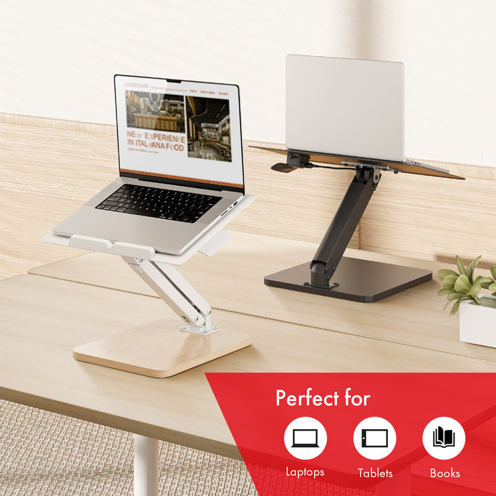 Support de bureau Maclean pour moniteur ou ordinateur portable, vérin à gaz, pour se tenir debout ou assis, noir, MC-493