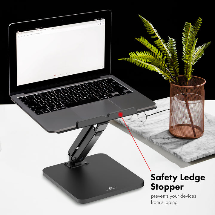 Support de bureau Maclean pour moniteur ou ordinateur portable, vérin à gaz, pour se tenir debout ou assis, noir, MC-493