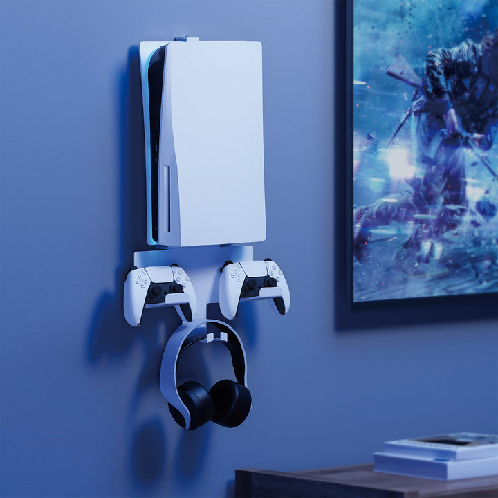 Support mural blanc pour console Playstation 5 avec support de tablette, 10kg max, NanoRS RS181