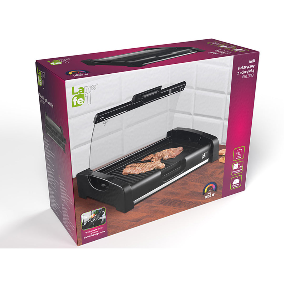 Lafe elektrische grill, met deksel, 1650W, thermostaat, GRL003