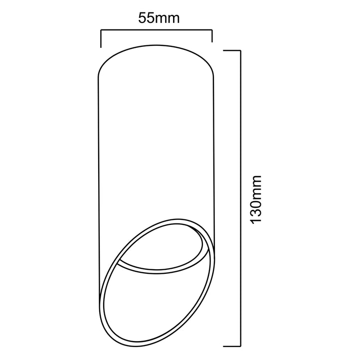 Maclean luminaire/tube apparent, spot, rond, aluminium, GU10, 55x130mm, noir, MCE360 B