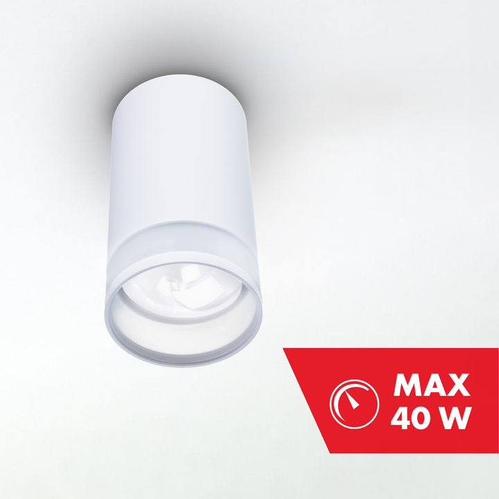 Maclean luminaire/tube apparent, spot, rond, aluminium, GU10, 55x105mm, blanc, MCE361 W