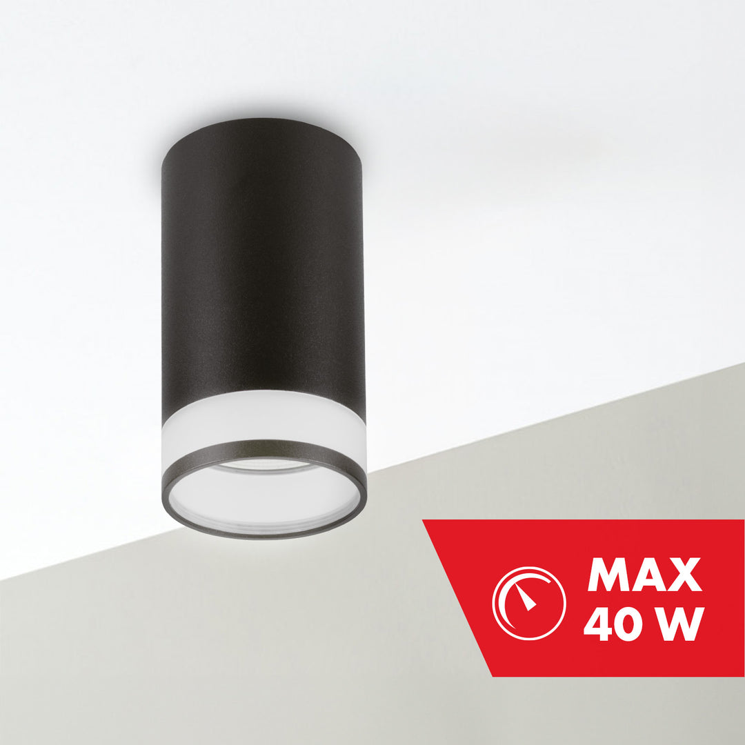 Maclean luminaire/tube apparent, spot, rond, aluminium, GU10, 55x105mm, noir, MCE361 B