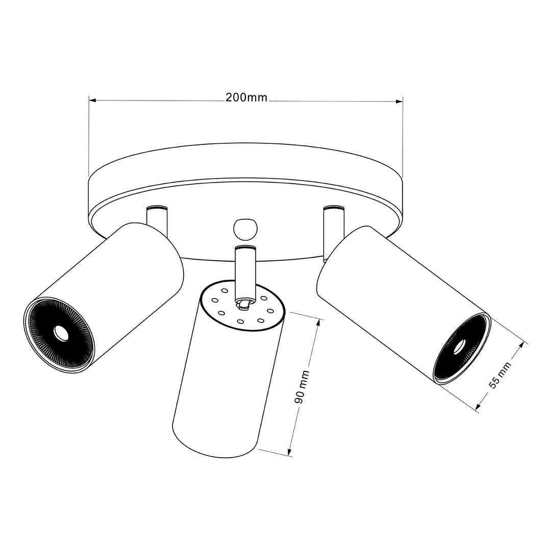 Plafonnier Maclean, spot, mobile, aluminium, 3xGU10, 55x100mm, noir mat, MCE362 B