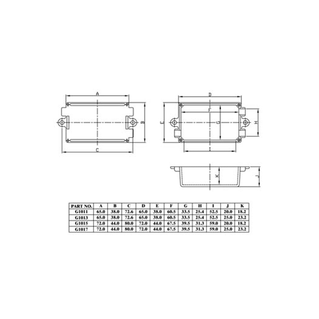 Velleman G1013 Behuizing met ventilatiegaten zwart 65x38x25mm