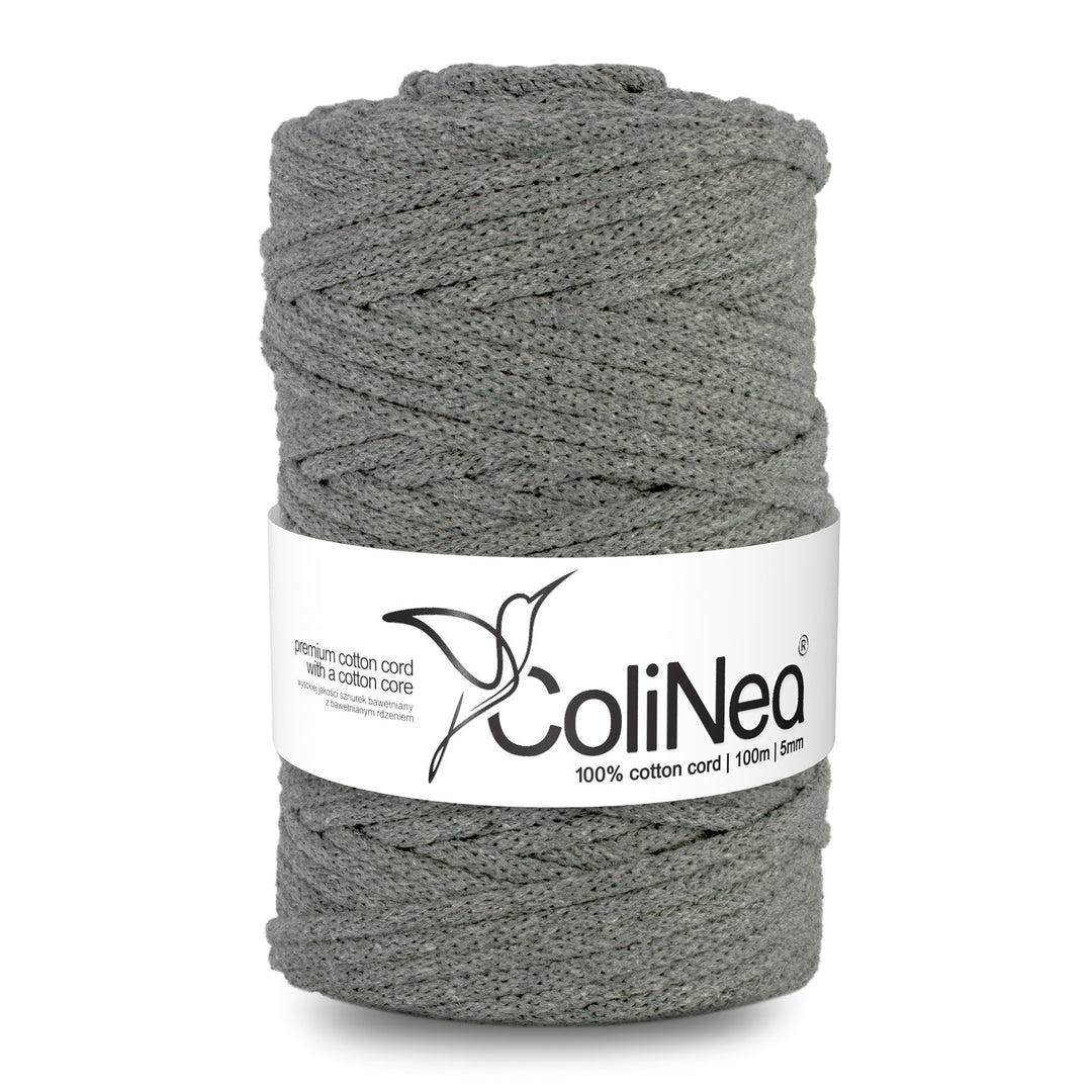 ColiNea, cordon en coton avec âme en coton, tressé, 5mm, 100m, gris foncé