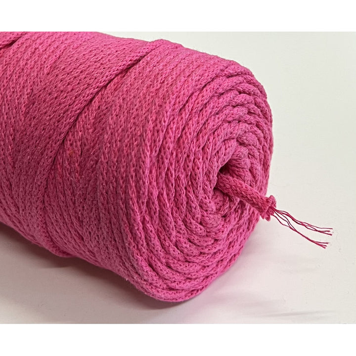 ColiNea, cordon en coton avec âme en coton, tressé, 5mm, 100m, fuchsia