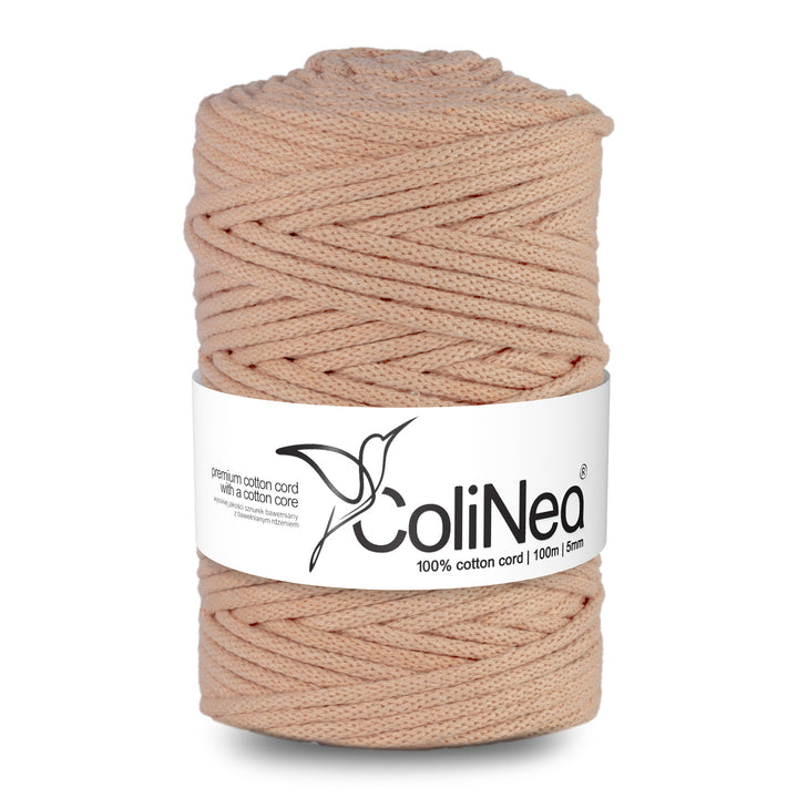 ColiNea, cordon en coton avec âme en coton, tressé, 5mm, 100m, saumon