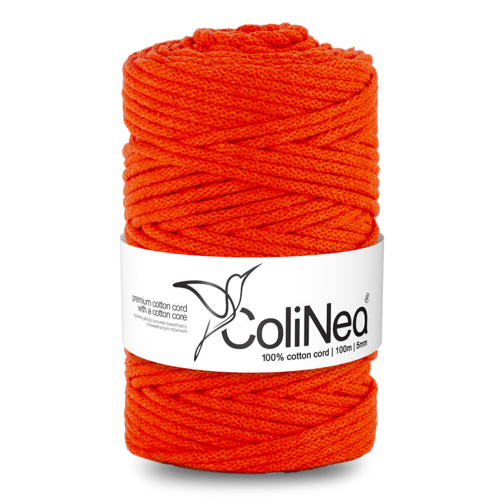 ColiNea, cordon en coton avec âme en coton, tressé, 5mm, 100m, orange