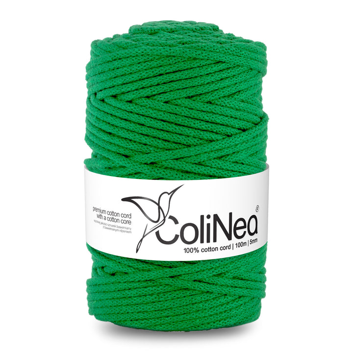 ColiNea, cordon en coton avec âme en coton, tressé, 5mm, 100m, vert