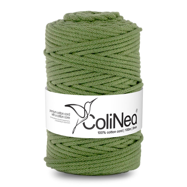 ColiNea, cordon en coton avec âme en coton, tressé, 5mm, 100m, pistache