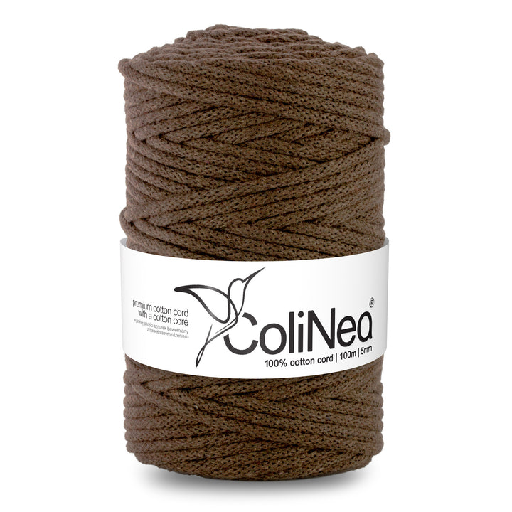 ColiNea, cordon en coton avec âme en coton, tressé, 5mm, 100m, brun